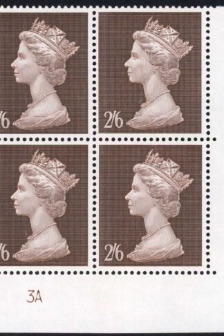 SG787 1969 2/6 Brown Plate 3A Block of Four U/M
