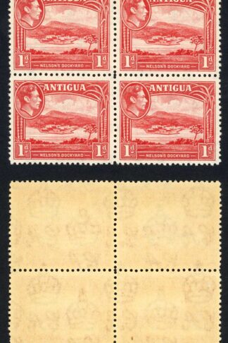 Antigua SG99 1d Scarlet Block of FOUR U/M Cat 14+ pounds