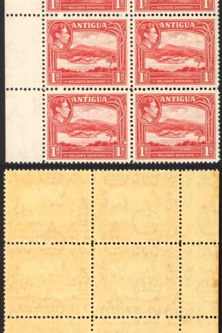 Antigua SG99 1d Scarlet Block of TEN U/M Cat 35+ pounds