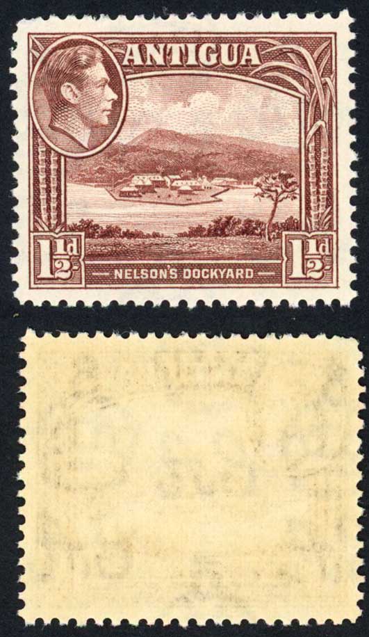 Antigua SG100 1 1/2d Dull Reddish Brown U/M Cat 4 pounds