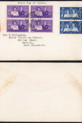 South Africa 1947 Royal Visit Blocks of Four on First Day Cover