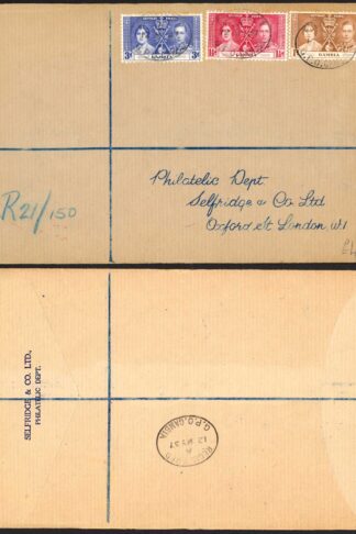 Gambia 1937 Coronation on First Day Cover