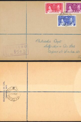 Basutoland 1937 Coronation on Registered Cover