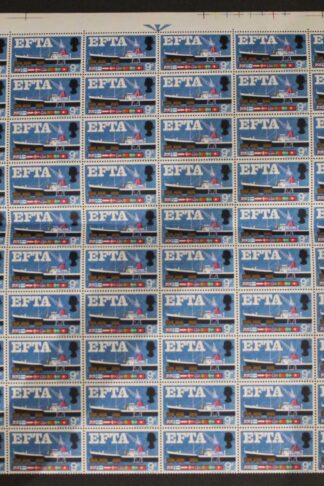 SG W111h 1967 9d EFTA with Quay Flaw Half Sheet U/M