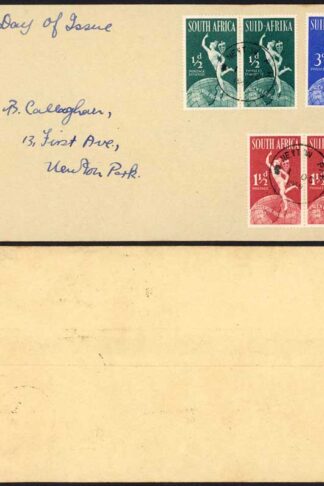 South Africa 1949 UPU set on first day cover NEWTON PARK temporary postmark