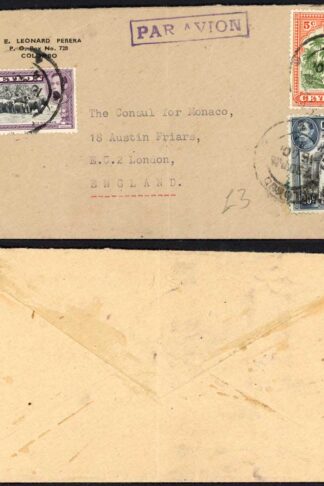 Ceylon KGVI with values to 50c on cover