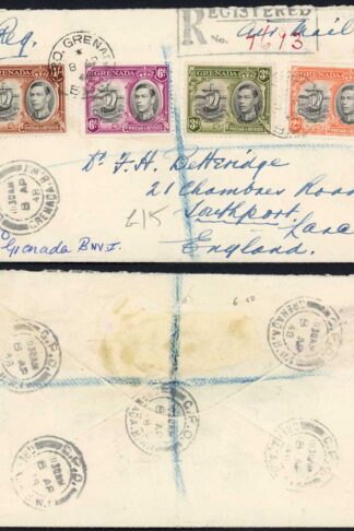 Grenada 1948 KGVI Registered cover