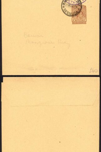 Bermuda 3/4d Postage Paid handstamp on 1/4d wrapper Mangrove Bay CDS