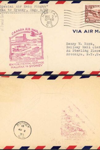 Canada 2nd Aug 1935 Experimental Service Halifax to Sydney
