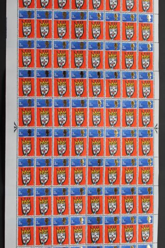 SG713c 1966 3d Christmas Complete Sheet with Missing T Var U/M