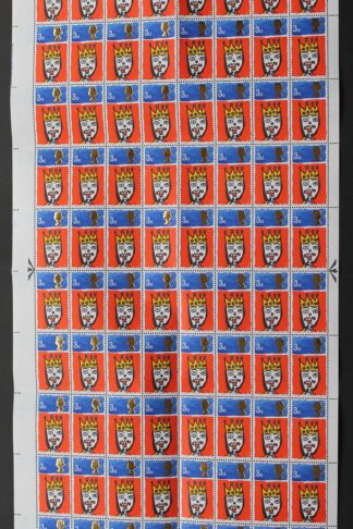 SG713c 1966 3d Christmas Complete Sheet with Missing T Var U/M