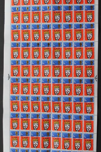 SG713c 1966 3d Christmas Complete Sheet with Missing T Var U/M