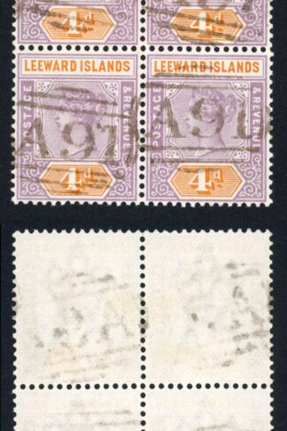 Virgin Is Leeward Is SG4 4d BLOCK A91 used on board the Cunard Line