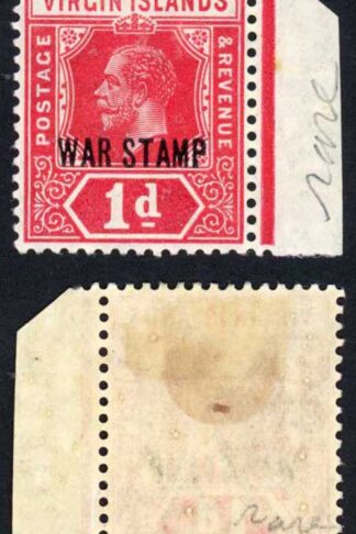 Virgin Is SG78 1d Carmine Stated to be the 1st Printing M/M