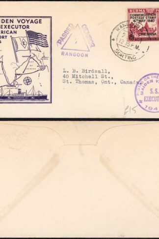 India 1940 SS Exector Maiden Voyage