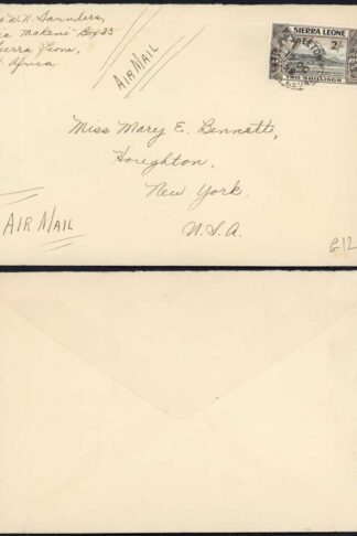 Sierra Leone KGVI 2/- on Airmail cover