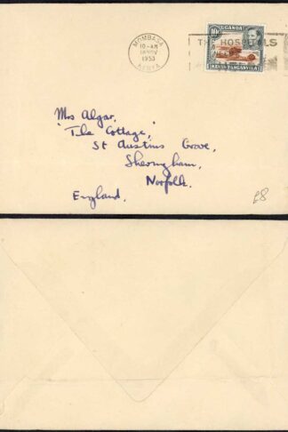 KUT KGVI 10c on cover