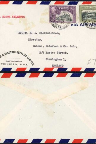 Trinidad and Tobago KGVI 12c and 24c on cover