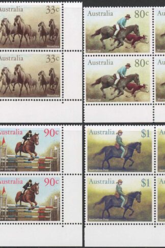 Australia SG1010/13 1986 Australian Horses Set in Blocks of 4 U/M