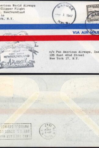 Newfoundland Gander to New York First Flight Cover