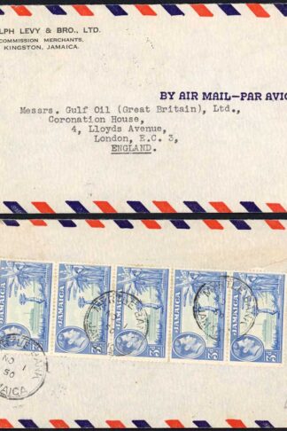 Jamaica KGVI 3d Strip of 5