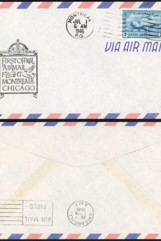 Canada 1946 Montreal to Chicago First Flight Cover