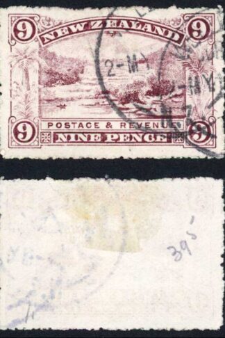 New Zealand SG326 9d purple Wmk Perf 14 Fine used Cat 14 pounds