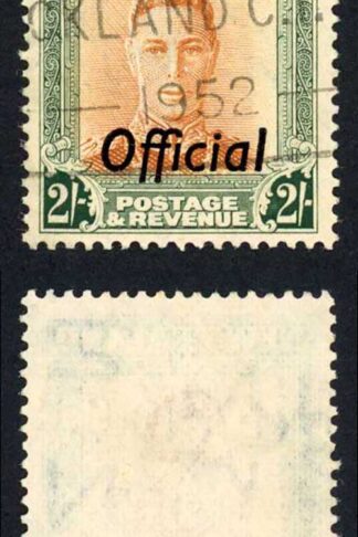 New Zealand SGO158 2/- Wmk Sideways opt OFFICIAL Cat 18 pounds