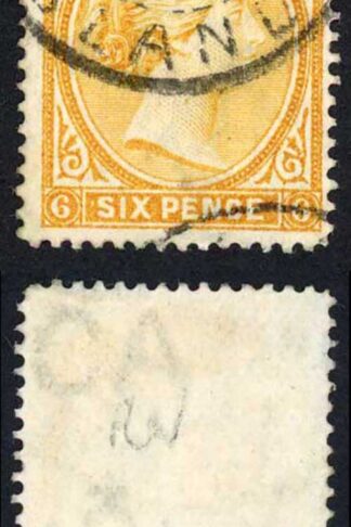 Falkland Is SG33x 6d Orange-yellow Wmk Crown CA Reversed Cat 55 pounds