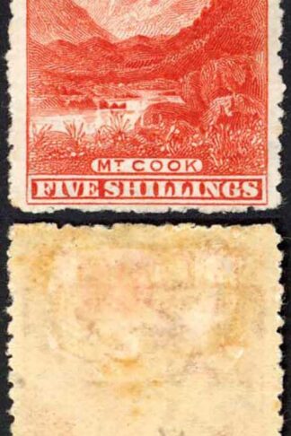 New Zealand SG329a 5/- Deep Red Wmk Upright Perf 14 M/M Cat 400 pounds