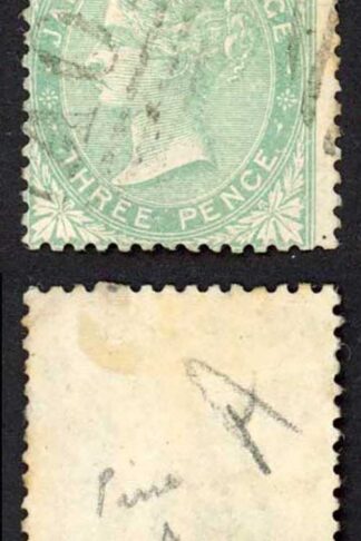 Jamaica SG3 3d Green Wmk Pineapple Kingston Type A Pmk