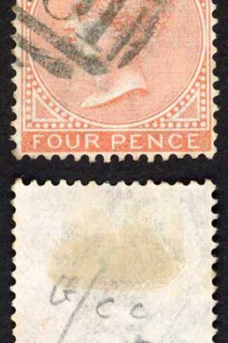 Jamaica SG11 4d Red-brown Wmk CC Kingston Type G Pmk