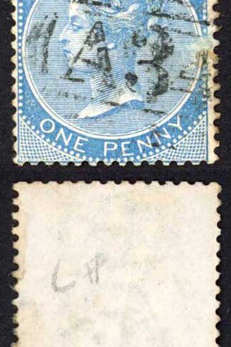 Jamaica SG8 1d Blue (rub at right) Wmk CC Chapeltown A33 Pmk