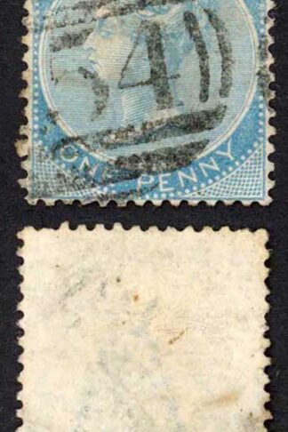 Jamaica SG1b 1d Blue Wmk Pineapple (crease) A54 (type J) Pmk RARE