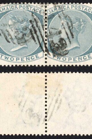 Jamaica SG20a 2d Slate Wmk CA PAIR A43 Pmk