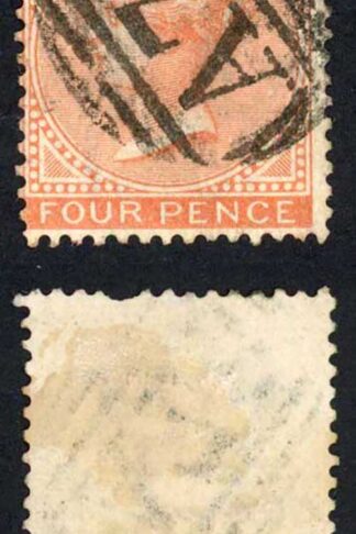Jamaica SG11 4d Red-orange Wmk CC (perf fault at top) Vere A78 Pmk
