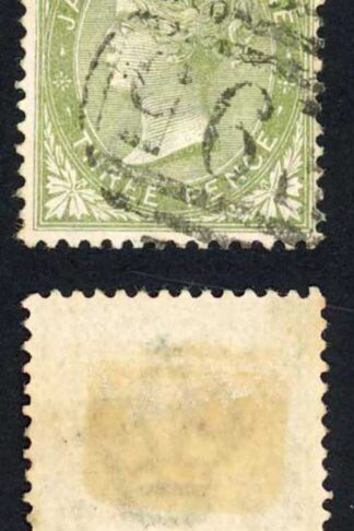 Jamaica SG21 3d Sage-green Wmk CA Watson Hill F95 Pmk