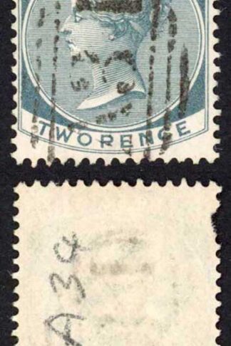 Jamaica SG20a 2d Slate Wmk CA (fault at left) Port Maria A66 Pmk