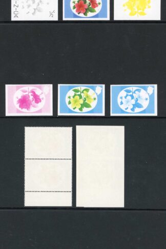 Dominica SG490 1/2c Hibiscus Imperf Pair (and Normal) and Progressive Proofs U/M