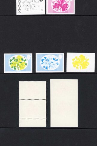 Dominica SG491 1c Africa Tulip Imperf Pair (and Normal) + Progressive Proofs U/M