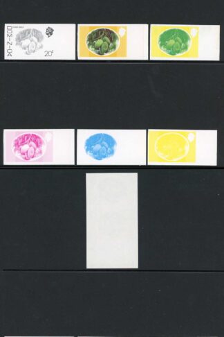 Dominica SG499 20c Mango Longue Imperf Pair and Progressive Proofs U/M