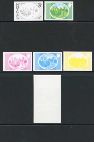 Dominica SG502 40c Bay Leaf Groves Imperf Pair and Progressive Proofs U/M