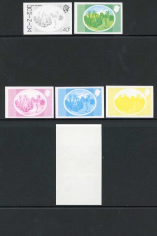 Dominica SG502 40c Bay Leaf Groves Imperf Pair and Progressive Proofs U/M