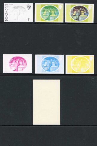 Dominica SG504 1 Dollar Lime Factory Imperf Pair and Progressive Proofs U/M