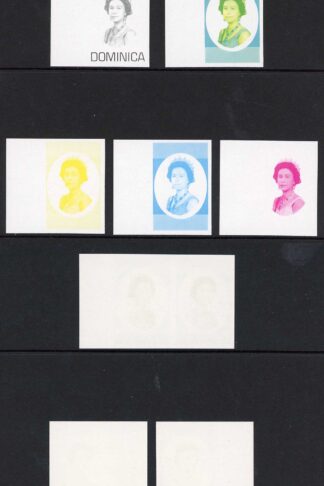 Dominica SG507 10 Dollars QEII Imperf Pair and Progressive Proofs U/M