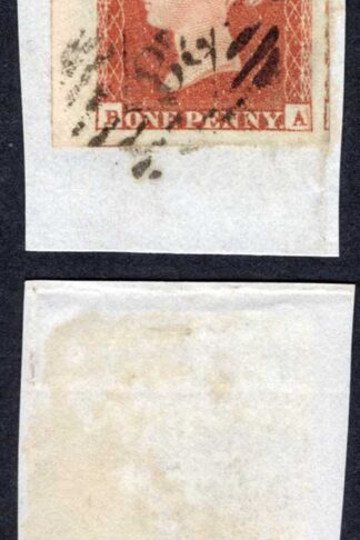 1841 Penny Red (BA) Four Margins on piece with Marginal Inscription