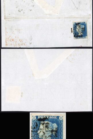 1840 2d Blue (SJ) Plate 1 Fine Four Margins