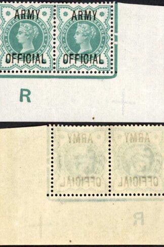 SGO42 1/2d Blue Green Jubilee ARMY OFFICIAL Control R Pair U/M Cat 300 as m/m s