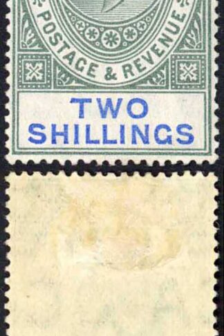 Gibraltar SG62 2/- Green and Blue Wmk Mult CA M/M Cat 120 pounds