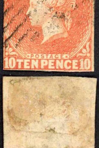 Ceylon SG9 10d Dull Vermilion Fine three margins Cat 350 pounds